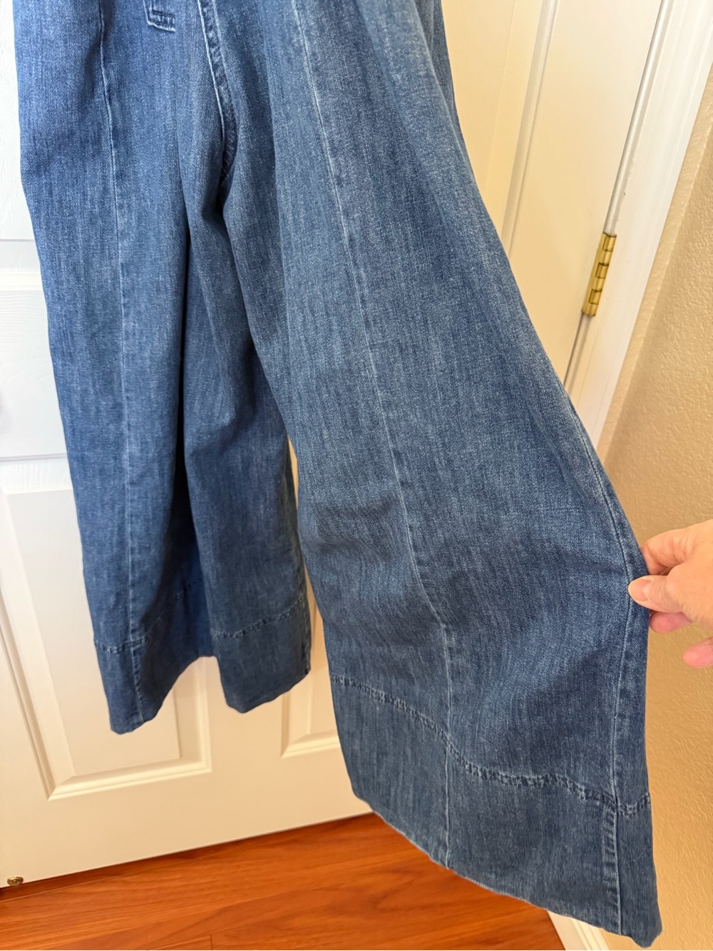 Maeve Wide-Leg Denim Overalls - Blue - Picture 5 of 6